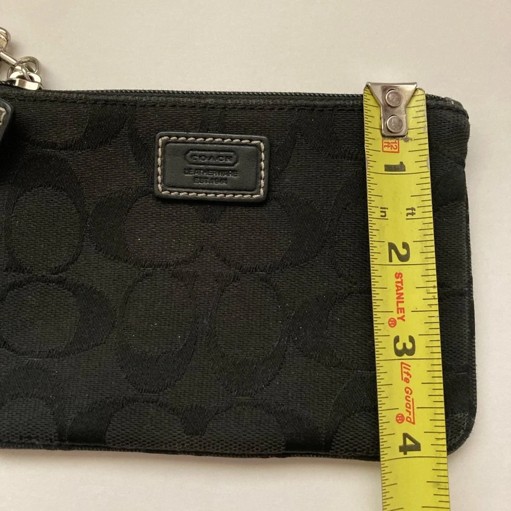 Coach Signature C Black Logo Canvas Wristlet - Picture 7 of 9